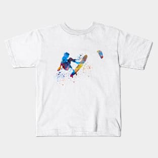 Young man surfer in watercolor Kids T-Shirt